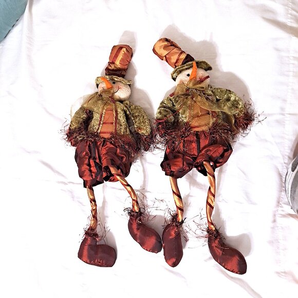 Creative Co-Op Shelf Sitter Snowman green/burgundy chic Christmas holiday decor - Picture 8 of 8